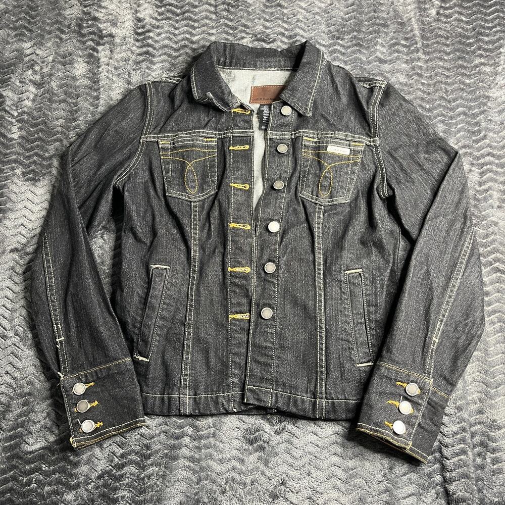 Calvin Klein Vintage Black Denim Jacket Size Medium Dark Wash Jacket